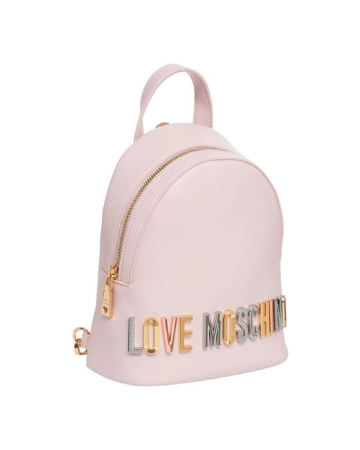Love Moschino Pink Swarovski logo rucksack