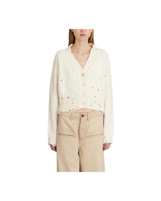 Marni Truien & Vesten ,Korte Cardigan Sweater Met Distressed Effect in het Natural