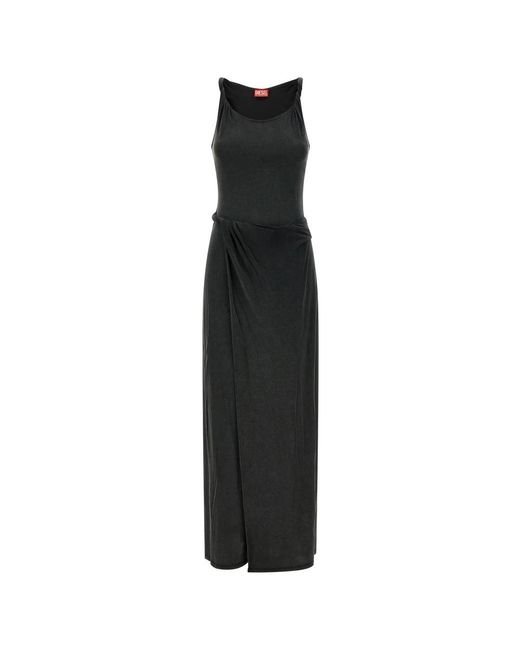 DIESEL Kleedjes ,Zwart ,Polyester D-Estiga S1 Lange Jurk in het Black