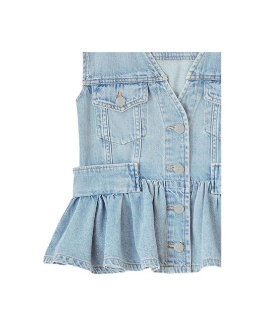 Ganni Tops ,Blauw ,Peplum Top Met V-Hals in het Blue