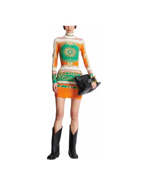 Balmain Green Kleid Mit Grafischem Print