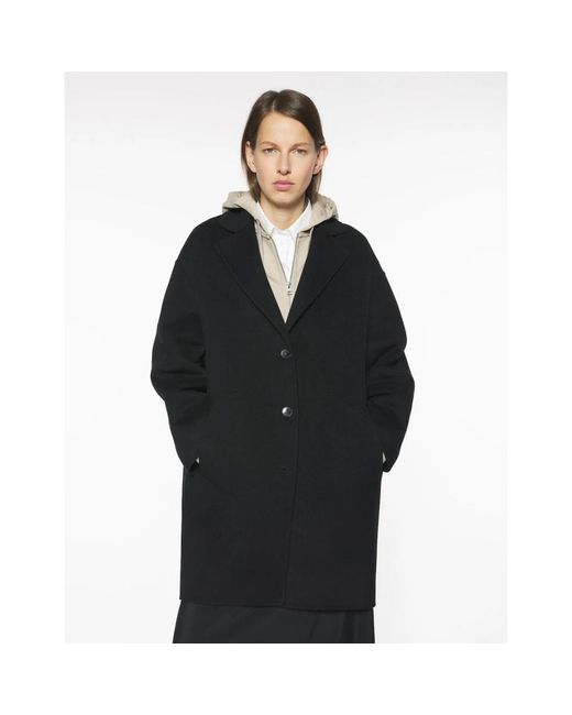 Maison Kitsuné Double-Face Wool Coat in het Black