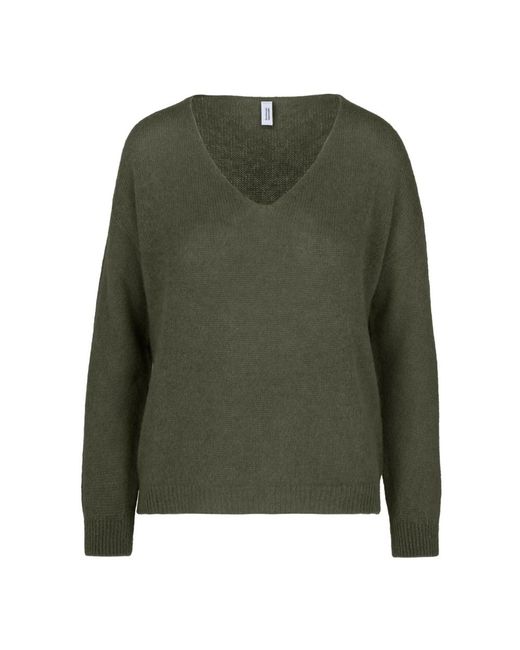 Bomboogie Naadloze Alpaca Blend V-Hals Trui in het Green