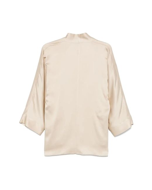 Antonelli Overhemden V-Hals Blouse Acetaat Viscose in het Natural
