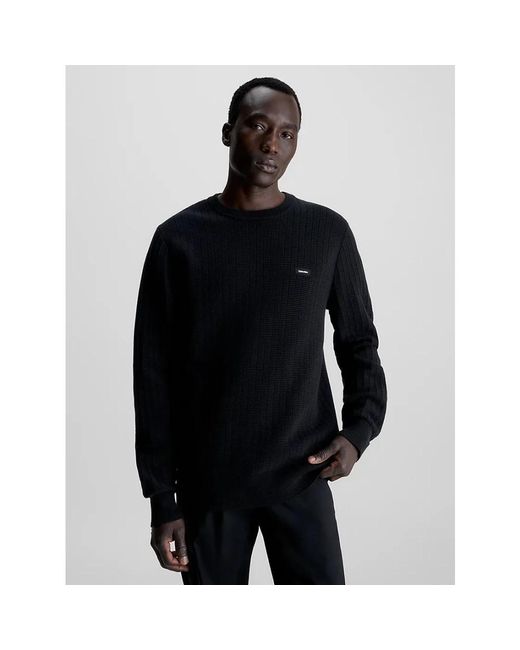 Calvin Klein Strukturierter pullover mit 3d-optik in Black für Herren