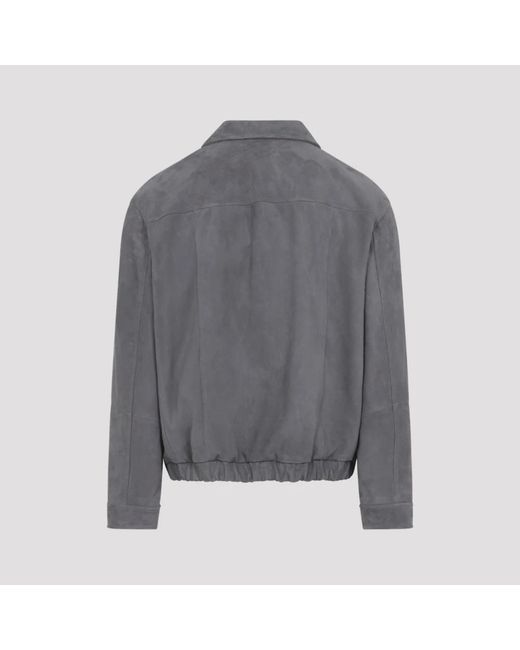 Brunello Cucinelli Gray Leather Jackets for men