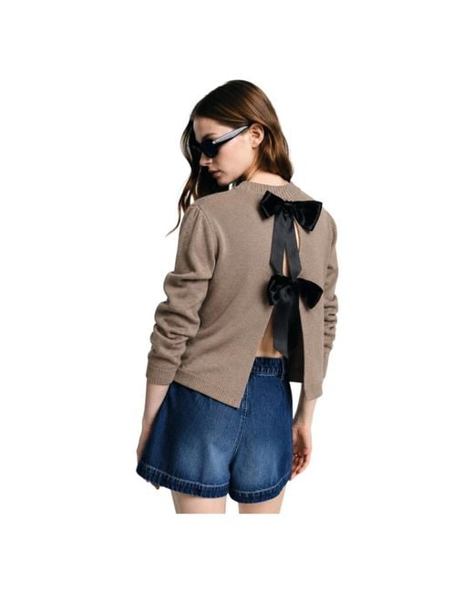 Please Brown Round-Neck Knitwear