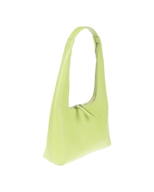 Liviana Conti White Weiße ledertasche mit reißverschluss,grüne leder reißverschlusstasche