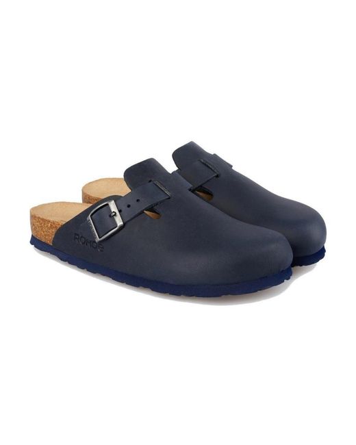 Rohde Schoenen ,Blauw ,Leer Blauwe Clog in het Blue