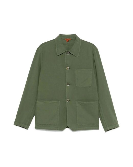 Barena Grüne Stretch-Baumwollhemdjacke in Green für Herren