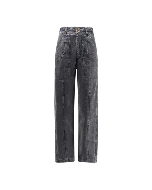 Isabel Marant Katoenen Broek Met Knoopsluiting in het Gray