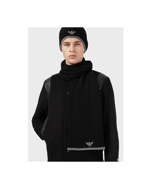 Emporio Armani Black Winter Scarves for men