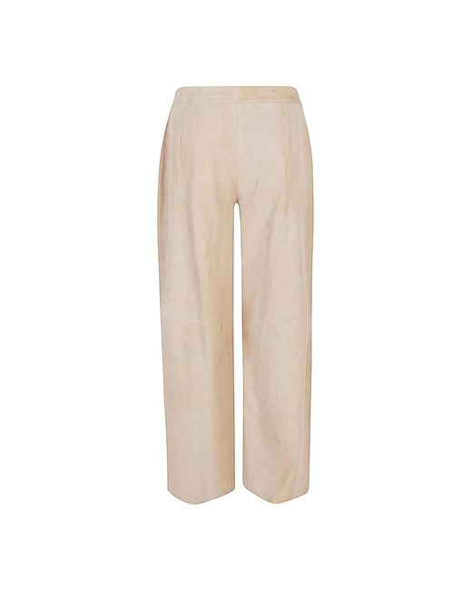 Via Masini 80 Straight Trousers in het Natural