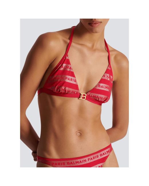 Balmain Red Paris triangel-bikini