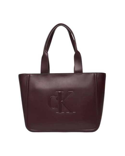 Calvin Klein Red Erhöhte Ck Medium Tote Tasche