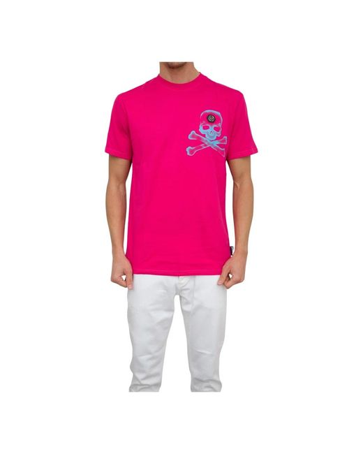 Magliette gotica collo rotondo di Philipp Plein in Pink da Uomo