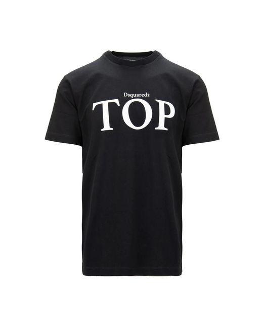 DSquared² Tops ,Zwart ,Katoen Top Met Contrastprint in het Black voor heren
