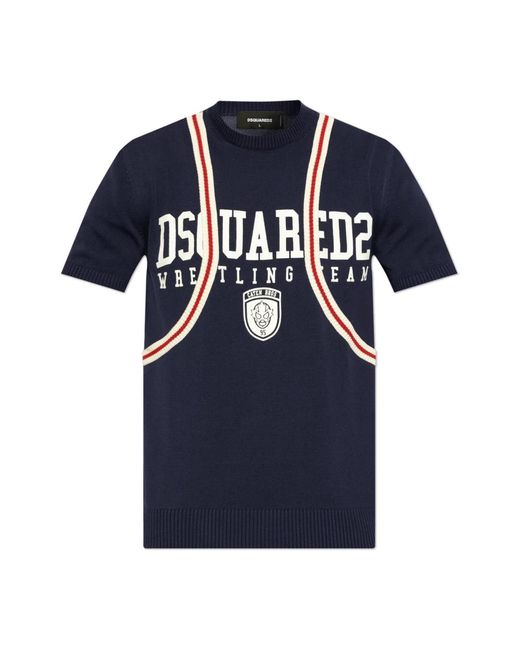Round-Neck Knitwear di DSquared² in Blue da Uomo