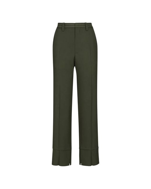 Pantaloni in lana con gamba dritta di Marni in Green