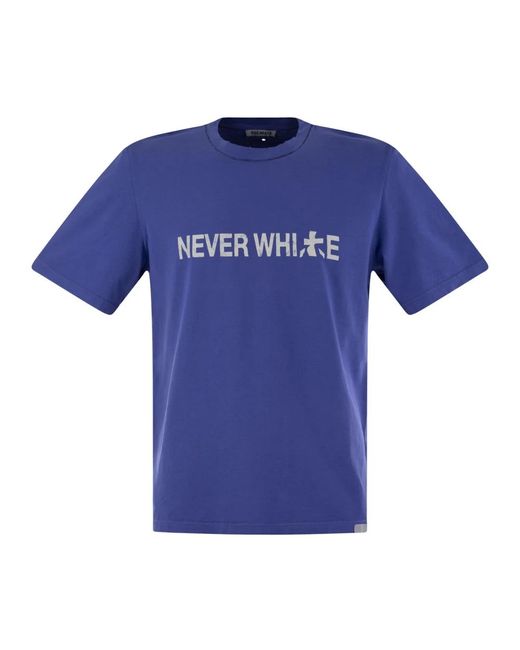 T-shirt in cotone tinto in capo con stampa di Premiata in Blue da Uomo