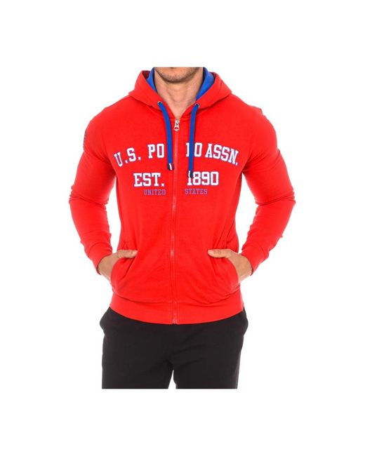 U.S. POLO ASSN. Hoodies & Sweatvesten ,Rood ,Katoen Hoodie Met Rits in het Red voor heren