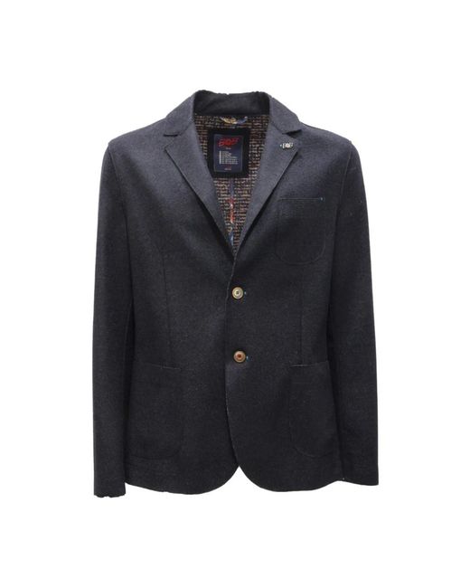 Bob Jassen ,Blauw ,Wol Stretch Wollen Blend Jas Marineblauw in het Blue voor heren