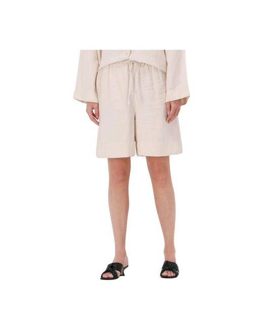 SELECTED Korte Broeken ,Slflena High Waist Shorts in het Natural