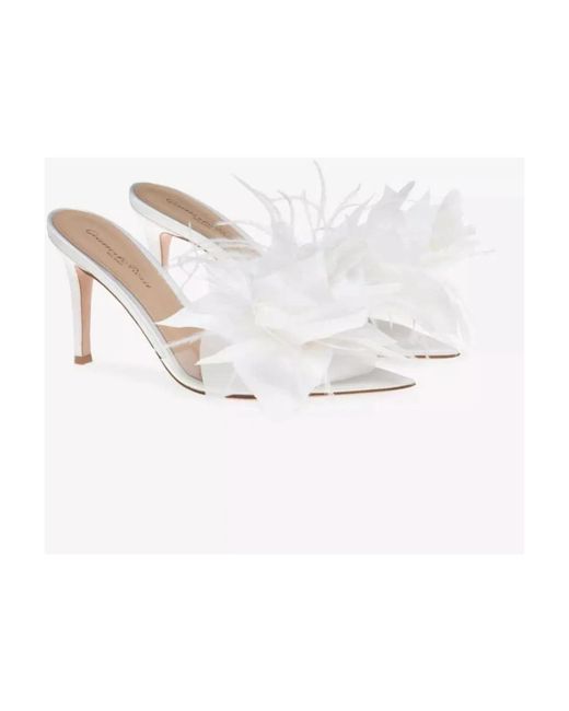 Gianvito Rossi White Heeled Mules