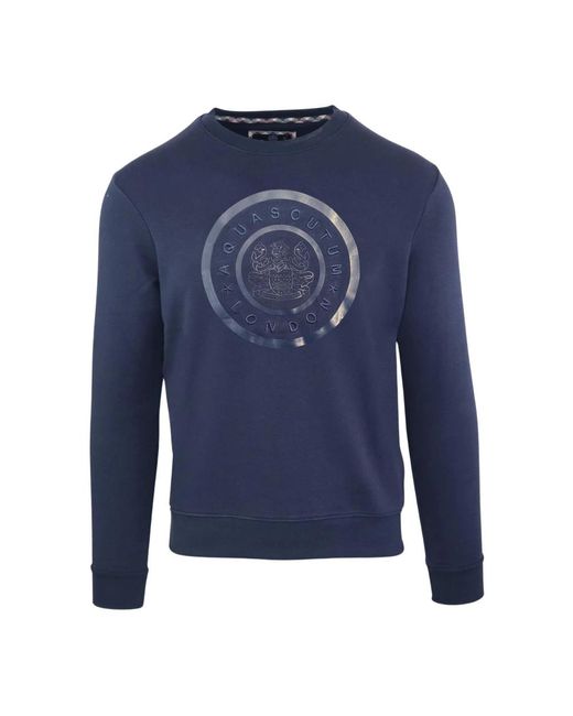 Aquascutum Solider baumwoll rundhals sweatshirt in Blue für Herren
