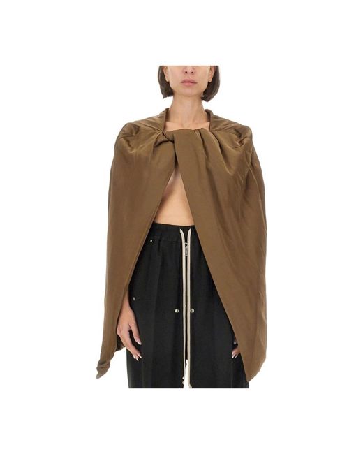 Rick Owens Jassen ,Bruin ,Drape Front Cape Top in het Brown