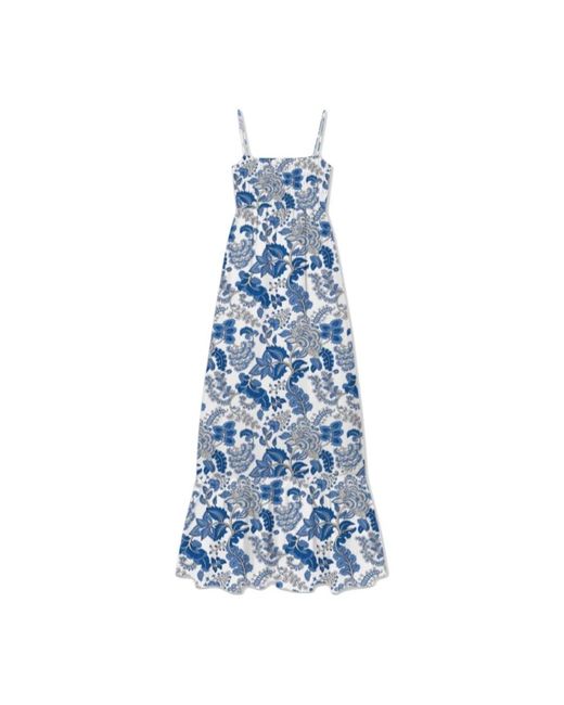 Mc2 Saint Barth Kleedjes ,Veelkleurig ,Katoen Bloemen Lange Katoenen Jurk in het Blue