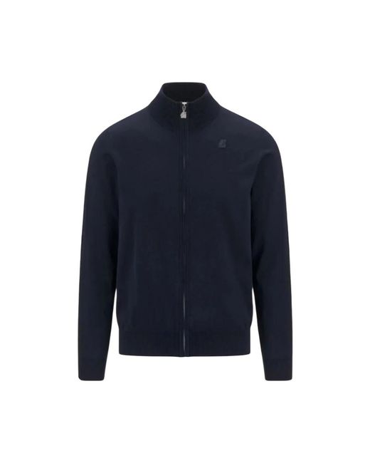 K-Way Truien & Vesten ,Blauw ,Katoen Blauw Shirt Met Lange Mouwen En Rits in het Blue voor heren