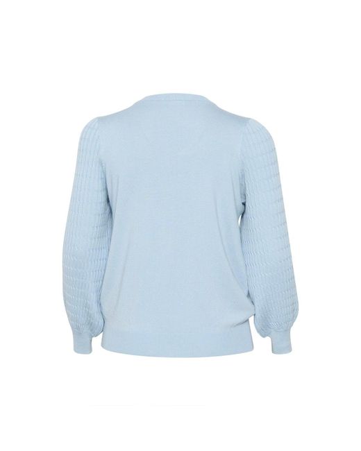 Kaffe Truien & Vesten ,Blauw ,Nylon Celestial Gebreide Trui Met Pofmouwen in het Blue