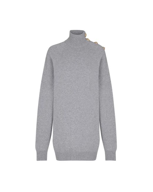 Balmain Kleedjes ,Grijs ,Kasjmier Korte Kasjmier Jumper Jurk in het Gray