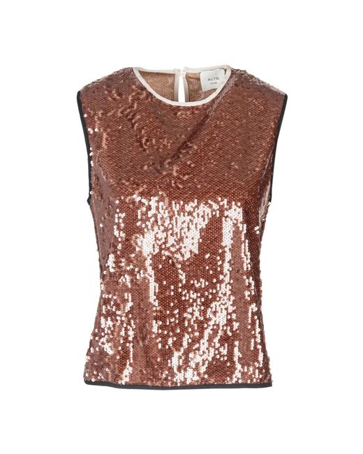 Alysi Brown Sleeveless Tops