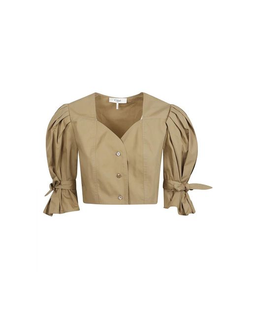 Chloé Pofmouw Cropped Top in het Natural