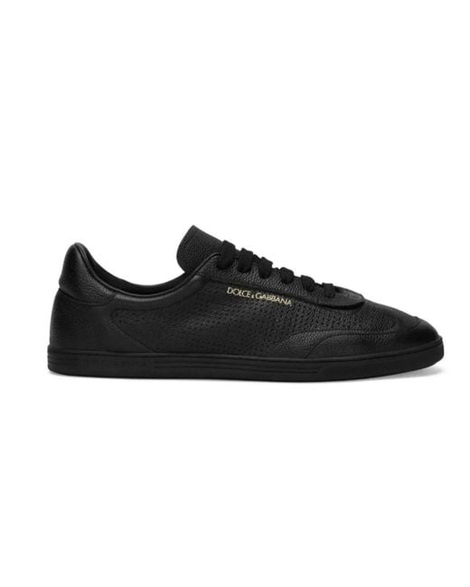 Dolce & Gabbana Black Perforated Calfskin Sneakers for men