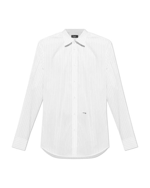 DSquared² Overhemden ,Wit ,Katoen Overhemd Met Een Gestreept Patroon in het White voor heren