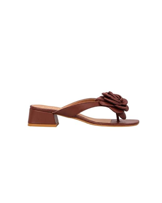 Ovyè Brown Ledermules Mit Absatz