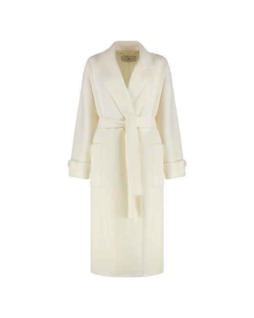Elisabetta Franchi Belted Coats in het White