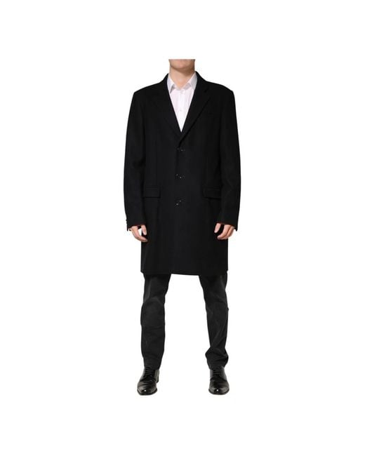 Dolce & Gabbana Black Single-Breasted Coats for men