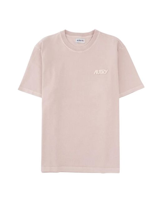 Autry Stilvolles geripptes halsbündchen t-shirt in Pink für Herren