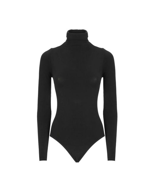 Wolford Tops ,Zwart ,Katoen Zwarte Katoenen Top Met Hoge Nek in het Black