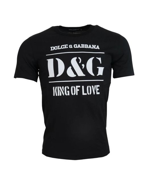 Dolce & Gabbana Blaues dg king of love baumwoll-t-shirt in Black für Herren