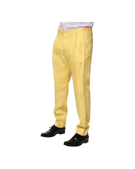 Dolce & Gabbana Yellow Slim-Fit Trousers for men