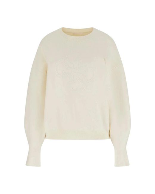Guess White Round-Neck Knitwear