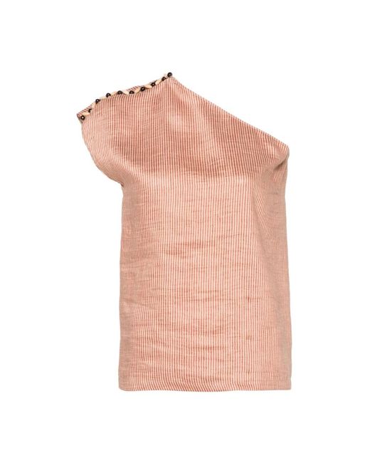 Alysi Pink Orange leinen blend one-shoulder top