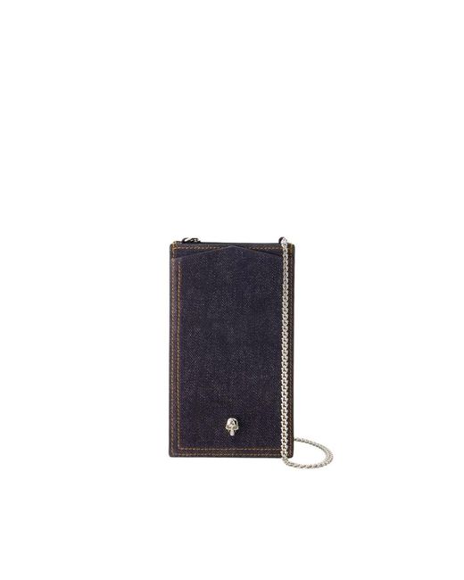 Alexander McQueen Blue Skull Leder Denim Handyhülle