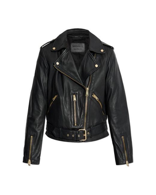 AllSaints Jassen ,Zwart ,Leer Jas Balfern in het Black