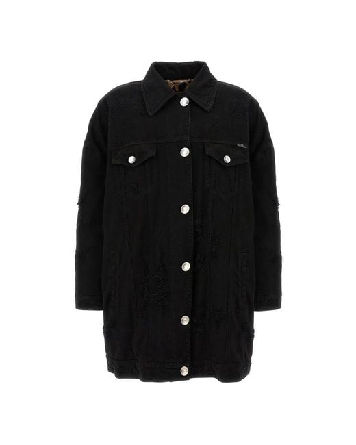 Dolce & Gabbana Jassen ,Zwart ,Katoen Lange Jas in het Black